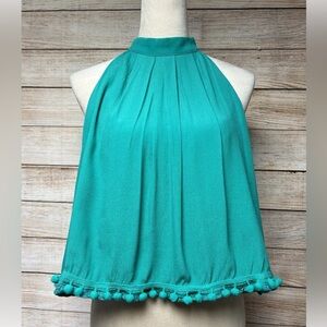 nwt Lovers + Friends Botanic A-Line Crop Top Sz M Pop-Pom Palm Green Revolve